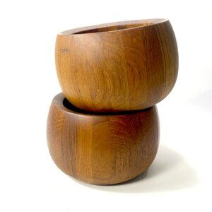 2 Mid-century Modern Dansk Designs Teak Chunky Salad Bowls by Jens Quistgaard